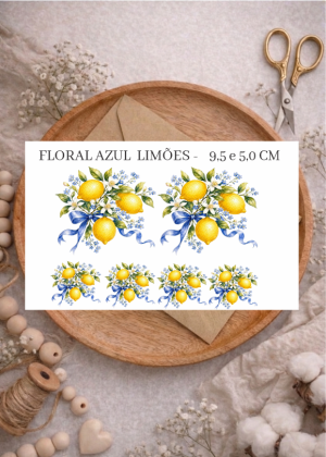 FLORAL AZUL LIMÕES -9,5CM  E 5,0CM