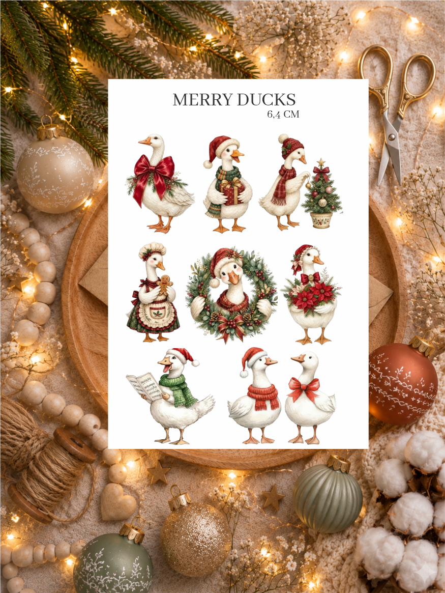 MERRY DUCK 6,4 CM - Adesivo DTF UV de Natal