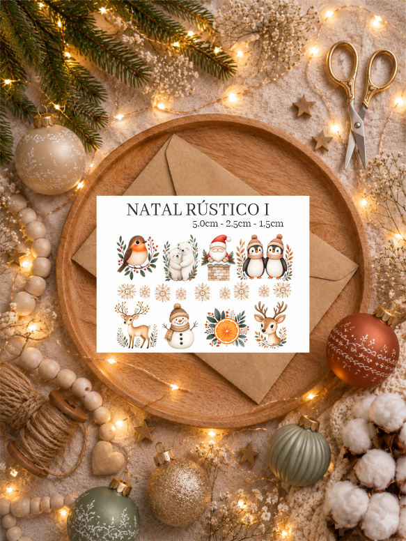 NATAL RÚSTICO I - Adesivo DTF UV de Natal