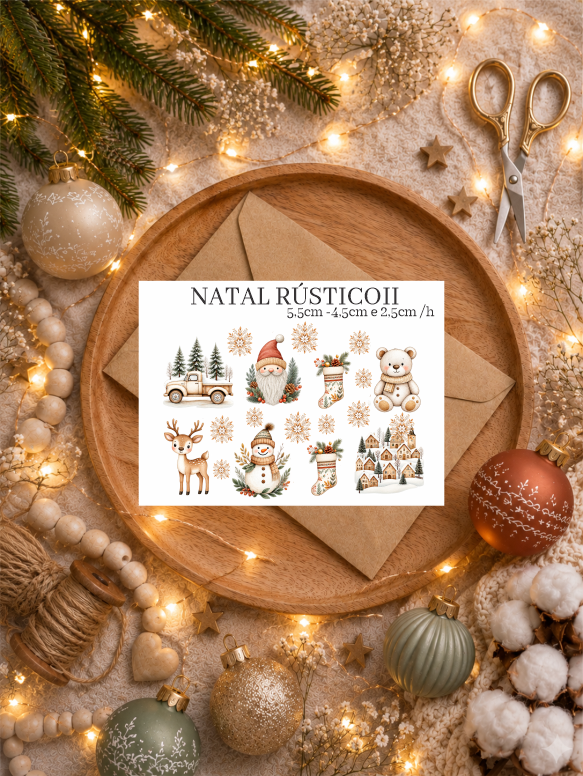 NATAL RÚSTICO II - Adesivo DTF UV de Natal