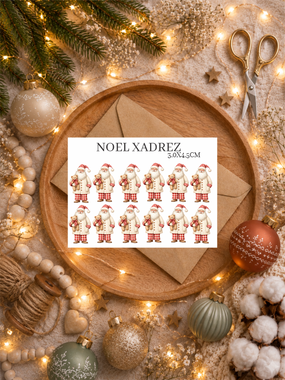 NOEL XADREZ -- Adesivo DTF UV de Natal