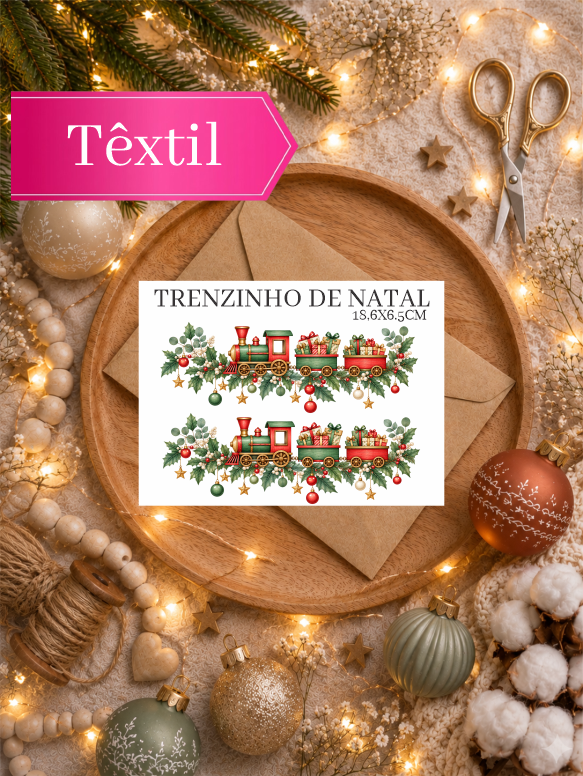TRENZINHO DE NATAL - Adesivo DTF Têxtil de Natal