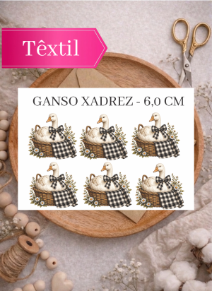 GANSO XADREZ ,6CM - ADESIVO DTF  TÊXTIL