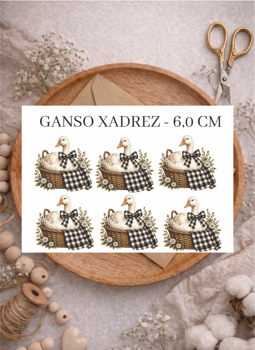 GANSO XADREZ , 6,0CM - ADESIVO DTF UV