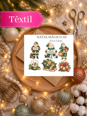 NATAL MÁGICO III 5 A 7,5 CM - ADESIVO DTF TEXTIL