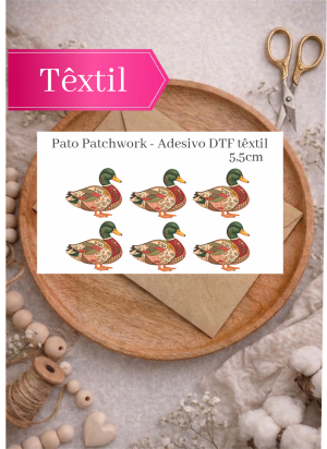 PATO PATCHWORK - ADESIVO DTF TÊXTIL 5,5CM